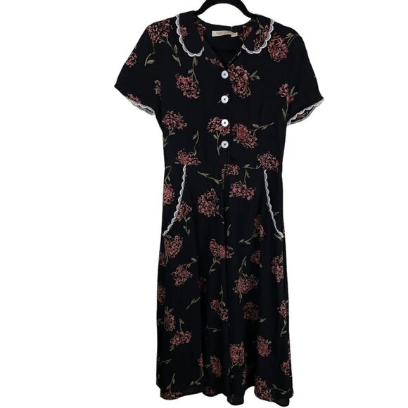 Christy Dawn The Sebastian Floral Short Sleeve Midi Dress Thulian Garden Size S - Picture 2 of 12